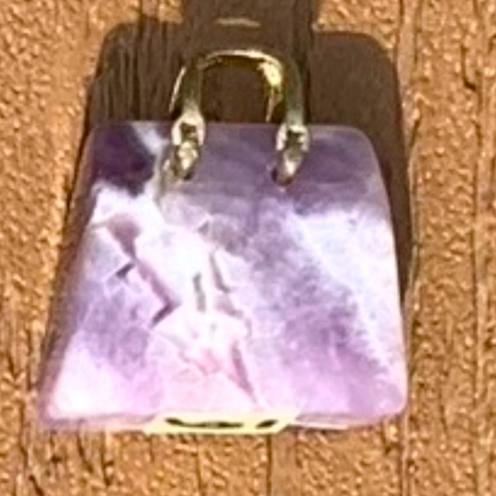 🆕DREAM AMETHYST GENUINE NATURAL STONE QUARTZ CARVED PURSE BAG TOTE CHARM #6